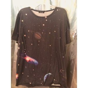 Oversized galaxy print shirt